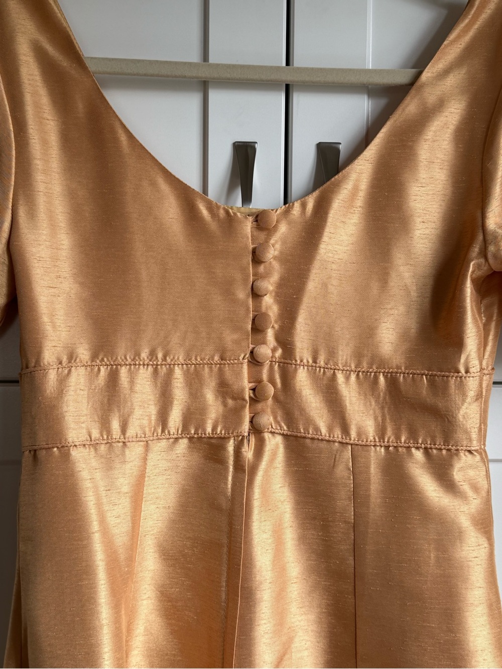 100% Silk Vintage Empire Gold Dress Tamem Michael | Size 14 - Picture 4 of 5